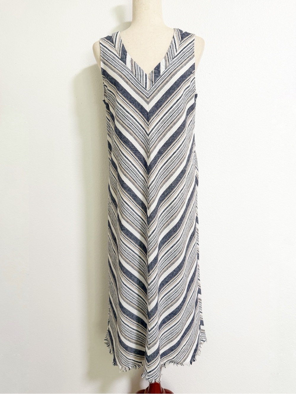 For Cynthia Striped Linen Blend Tank Dress